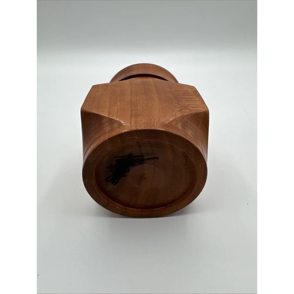 Vintage Turned Teak Wood Tobacco Jar Canister Apothecary Storage Box w/ Lid 4.5